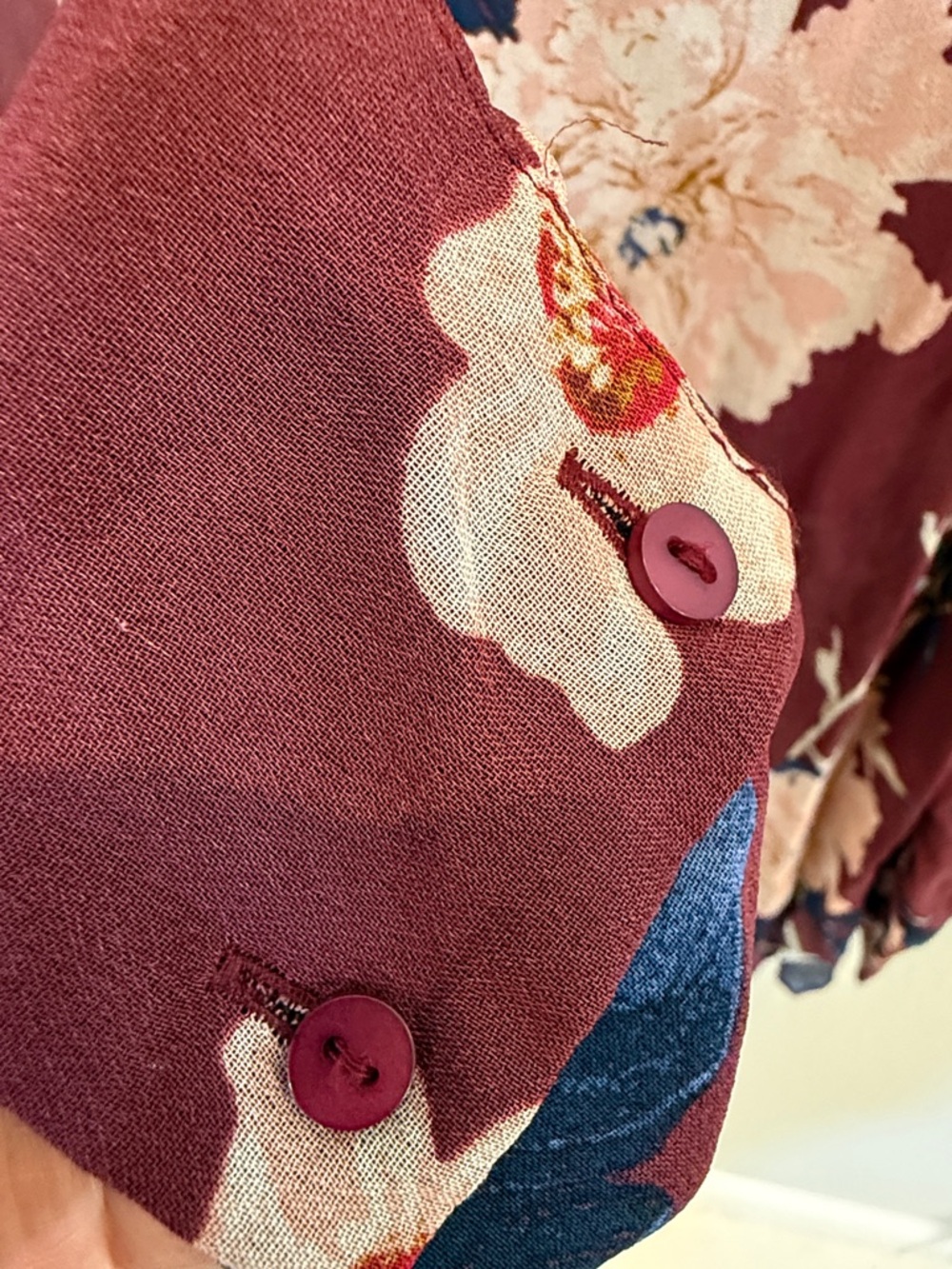 Lucky Brand Burgundy Floral Blouse - Picture 7 of 7
